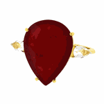 Anel de Ouro 18K Pedra de Quartzito Vermelho e Topázio