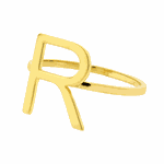 Anel de Letra R em Ouro 18K Inicial do Nome