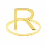Anel de Letra R em Ouro 18K Inicial do Nome