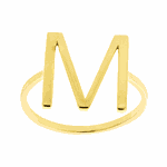 Anel de Letra M em Ouro 18K Inicial do Nome