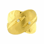 Anel Ouro 18K Detalhe Fosco Sobreposto com Brilhantes