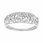 Anel de Ouro Branco 18K com Flores Diamantadas 