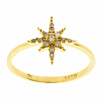 Anel de Estrela em Ouro 18K com Brilhantes