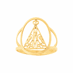 Anel de Ouro 18K Nossa Senhora Aparecida Vazado Oval 