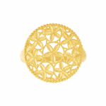 Anel de Ouro 18K Detalhe Flores Diamantada Formato Círculo
