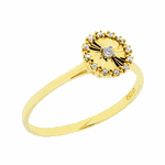 Anel Círculo Diamantado com Diamantes Ouro 18K