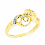 Anel Trabalhado Delicado com Diamantes Ouro 18K