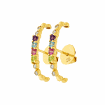 Brinco de Ouro 18K Ear Hook com Pedras Naturais Coloridas