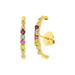 Brinco de Ouro 18K Ear Hook com Pedras Naturais Coloridas