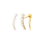 Brinco de Ouro Amarelo 18K Ear Cuff Pérolas