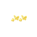 Brinco Infantil de Ouro 18K Borboleta com Pedras de Zircônia