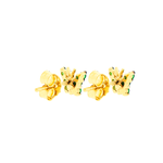Brinco Ouro 18K Borboleta Pequeno Zircônias Verdes