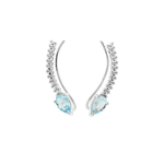 Brinco Ear Cuff Ouro Branco 18K Pedra de Topázio Azul