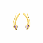 Brinco Ear Cuff Ouro 18K Pedra Ametista