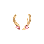 Brinco Ear Cuff Ouro Rosé 18K Pedra Turmalina Rosa