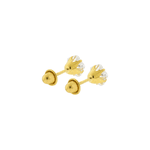 Brinco de Ouro 18K Zircônia Flor 5mm