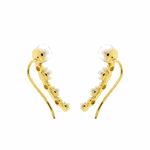 Brinco Ear Cuff de Pérolas com Brilhantes em Ouro 18K