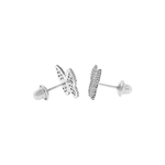 Brinco de Ouro Branco 18K Borboleta Cravejado de Zircônias