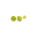 Brinco de Ouro 18K Pedra Peridoto 4mm 