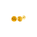 Brinco de Ouro 18K Pedra Citrino 4mm