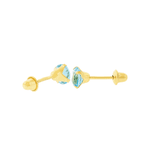 Brinco de Ouro 18K Pedra Topázio Swiss 4mm