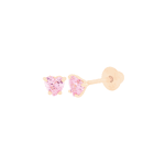 Brinco Coração Mini Zircônia Rosa Ouro Rosé 18K