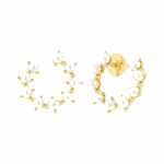 Brinco de Ouro 18K com Pérolas Formato Meio Círculo