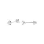 Brinco Ouro Branco 18K com Pedra de Zircônia 3mm