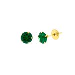 Brinco de Ouro 18K Pedra de Zircônia Verde 5mm