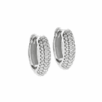 Brinco de Ouro Branco 18K Argola Pequena com Zirconias