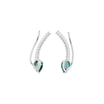 Brinco Ear Cuff Ouro Branco 18K Pedra Topázio