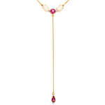Gargantilha Gravatinha em Ouro Rosé 18K com Turmalina Rosa e Quartzo Rosa