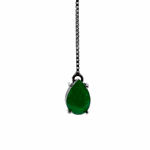 Gargantilha Gravatinha de Ouro 18K com Pedras de Jade Verde