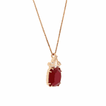 Gargantilha em Ouro Rosé 18K com Pedras de Quartzito Vermelho e Topázio