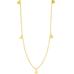 Colar Longo Feminino de Ouro 18K com Corações Pendentes