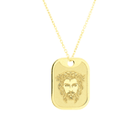 Placa Face de Cristo e Pai Nosso com Corrente de Ouro 18K