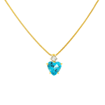 Gargantilha Ouro 18K Coração Pedra de Topázio Azul