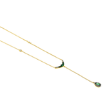 Gargantilha Gravatinha Ouro 18K Pedra Esmeralda