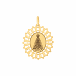 Pingente Nossa Senhora Aparecida Ouro 18K Oval Vazado