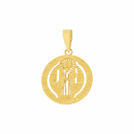 Pingente em Ouro 18K Medalha Religiosa São Bento Vazada 1,5cm
