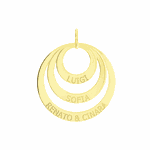 Pingente de Ouro 18K Mandala Personalizada Três Aros