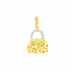 Pingente de Bolsa Ouro 18K com Zirconias