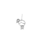 Pingente Ouro Branco 18K Menina Mini com Brilhantes