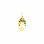 Pingente Árvore da Vida Ouro 18K com Pedras de Esmeralda