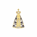 Pingente Nossa Senhora Aparecida de Ouro 18K Vazada com Pedras