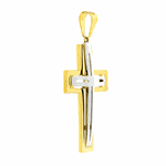 Pingente Cruz de Ouro 18K Bicolor Grande