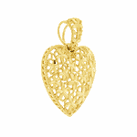Pingente de Ouro 18K Coração Flores Diamantado Médio