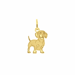 Pingente Ouro 18K Cachorro Dachshund Detalhe Fosco Pequeno 