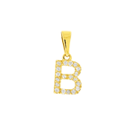 Pingente de Letra B de Ouro 18K com Brilhantes