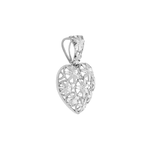 Pingente de Coração Ouro Branco 18K Flores Diamantadas